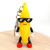 Creative Rubber Banana Doll Keychain Funny Cartoon Figure Stress Relif Toy Bag Pendant Keyring for Men Kids