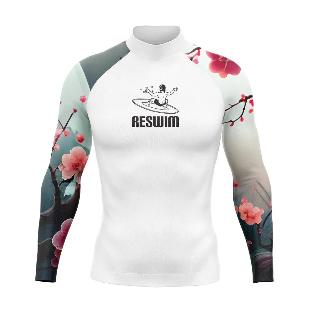 Męska koszulka do pływania na szopkę z długim rękawem Rashguard t-Shirt do pływania z 50 szybkoschnący strój kąpielowy letni surfingowy strój do