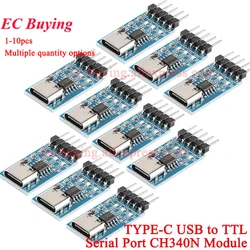 10Pcs/1pc TYPE-C USB to TTL Serial Port CH340N Module CH340 DC 5V 3.3V Upgrade MCU Download Brush Line DuPont Cable HW-234