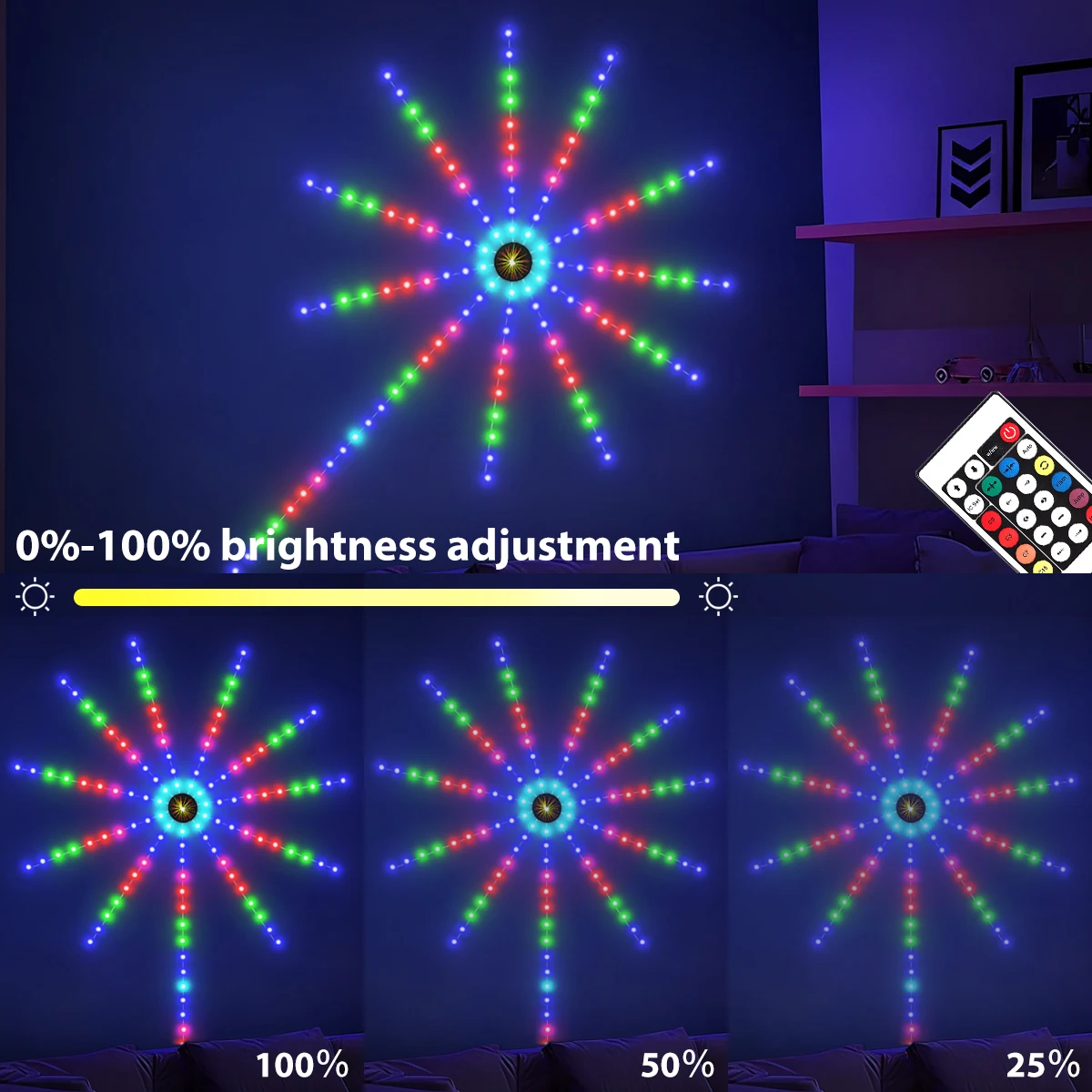 1 قطعة RGB الألعاب النارية مرنة LED قطاع أضواء 5 فولت USB مع بلوتوث عن بعد صوت المنشط أضواء زينة عيد الميلاد لغرفة النوم