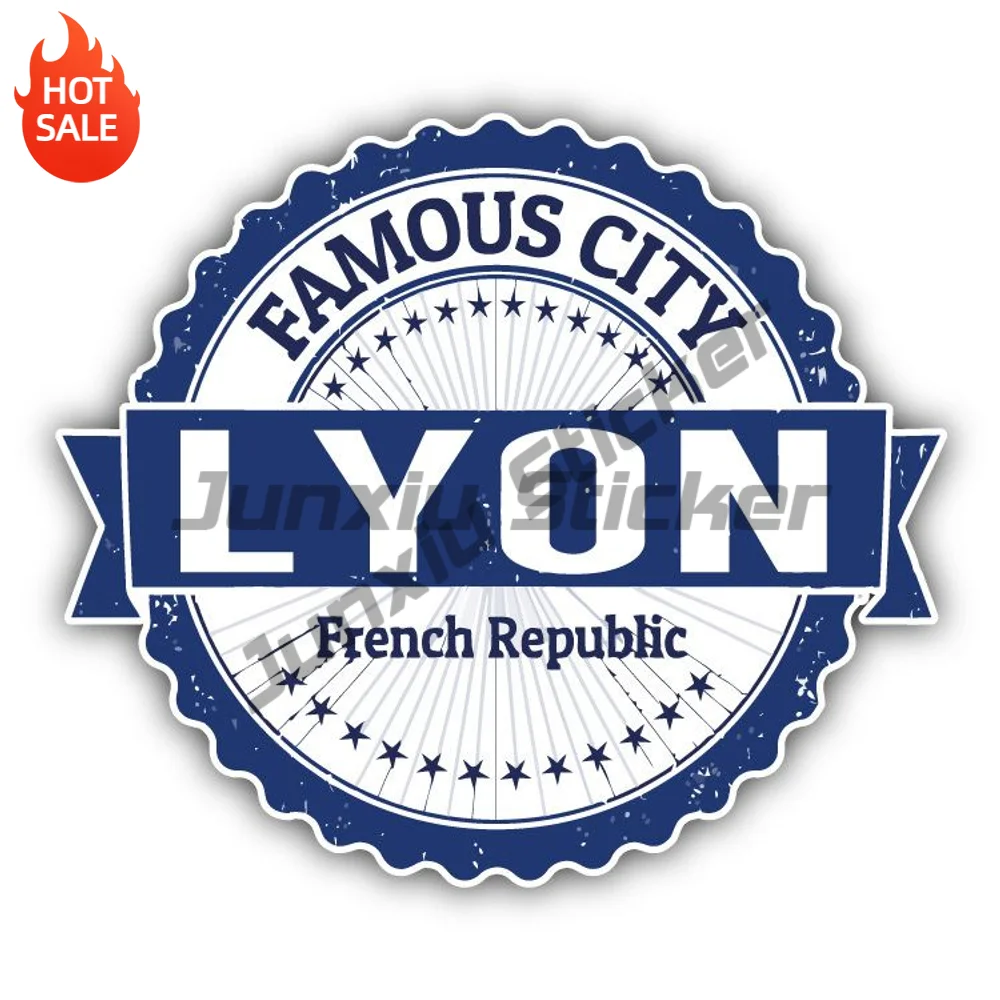 Lyon City France Grunge Travel Stamp Vinyl Sticker Self Adhesive Decal For Car Bumper And Travel Case Car Accessories