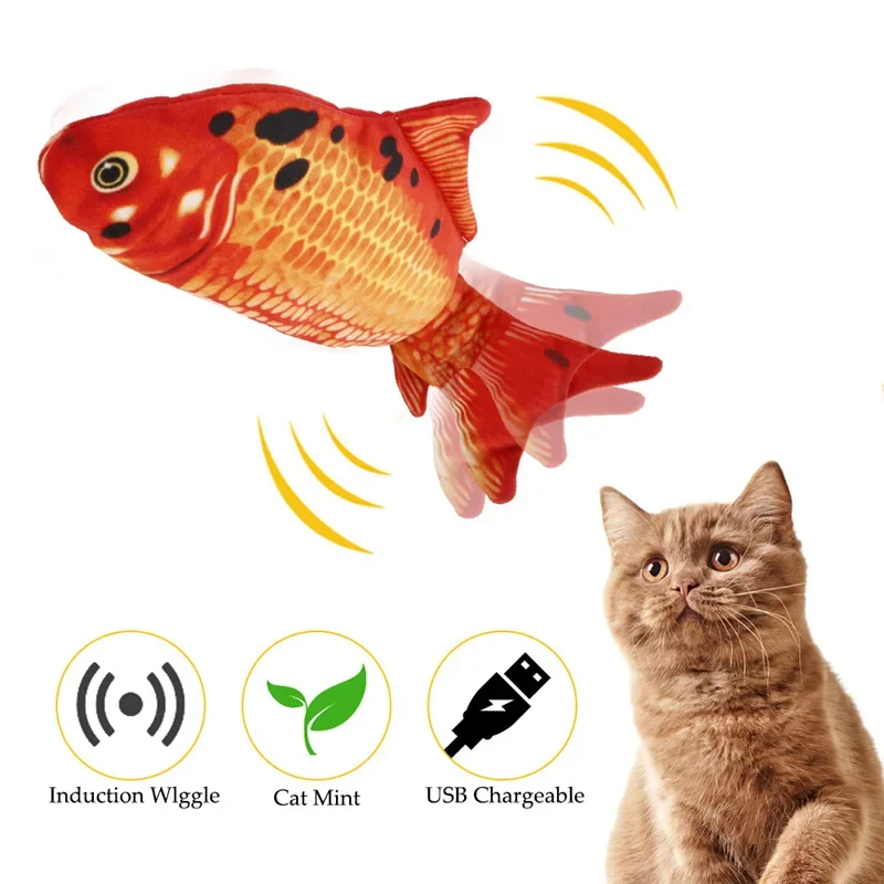 Pet Chewing Bite Interactive Toys Floppy Wagging Fish Cat Accessories Cat Toy Fish USB Electric Charging Simulation Fish Catnip