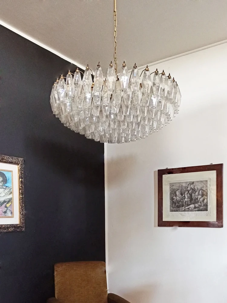 الحديثة الملونة الرمادية الزجاج الكلاسيكية أضواء الثريا كبيرة 2025 مصمم الأجهزة المنزلية الكبيرة فيلا الطعام لماعة الفاخرة #5