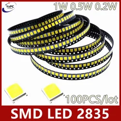 100 pz SMD LED 2835 ad alta luminosità 1W 0.5W 0.2W bianco 3V 6V 9V 18V 36V 150MA/100MA/30MA/60MA/80MA 6000-6500K diodo di evidenziazione