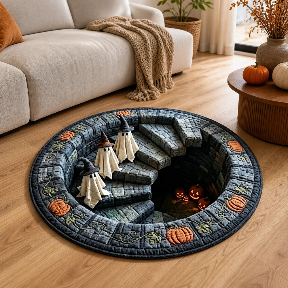 Crystal Velvet Optical Illusion Doormat Anti-Slip Backing 3D Visual Effect Round Floor Mat Round Shape Door Rug