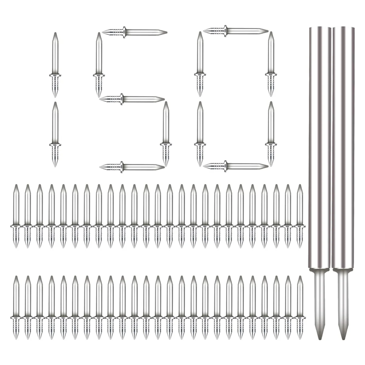 150Pcs Baseboard Seamless Nails Double-Headed Screw, Skirting Line Special Invisible Security Nails with Sleeve Tool