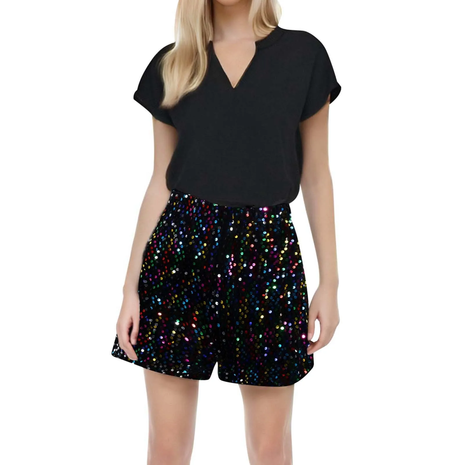 New Autumn Women'S Mardi Gras Clashing Stretch Slim Spice Girls Beaded Sequin Shiny Shorts Clubwear Shorts Hot Pants High Street