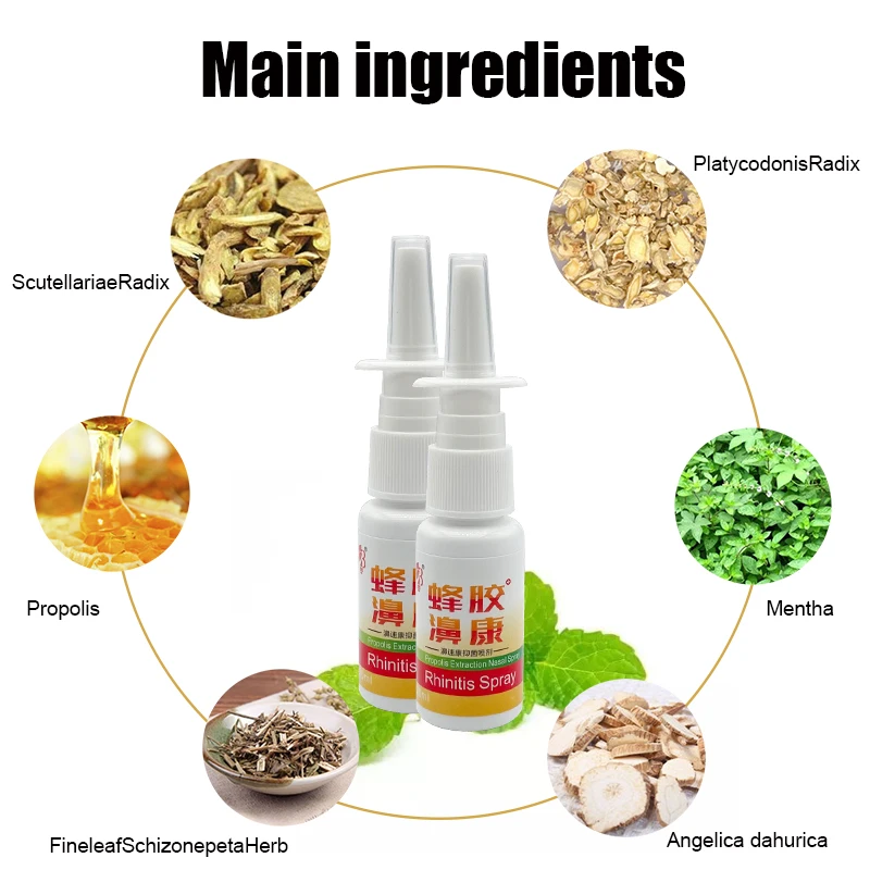 ZB 2box 20ml Natural Propolis Extracts Nose Spray Reduce Stuffy Runny Nose Dressing Effective Allergic Rhinitis Sinusitis Spray