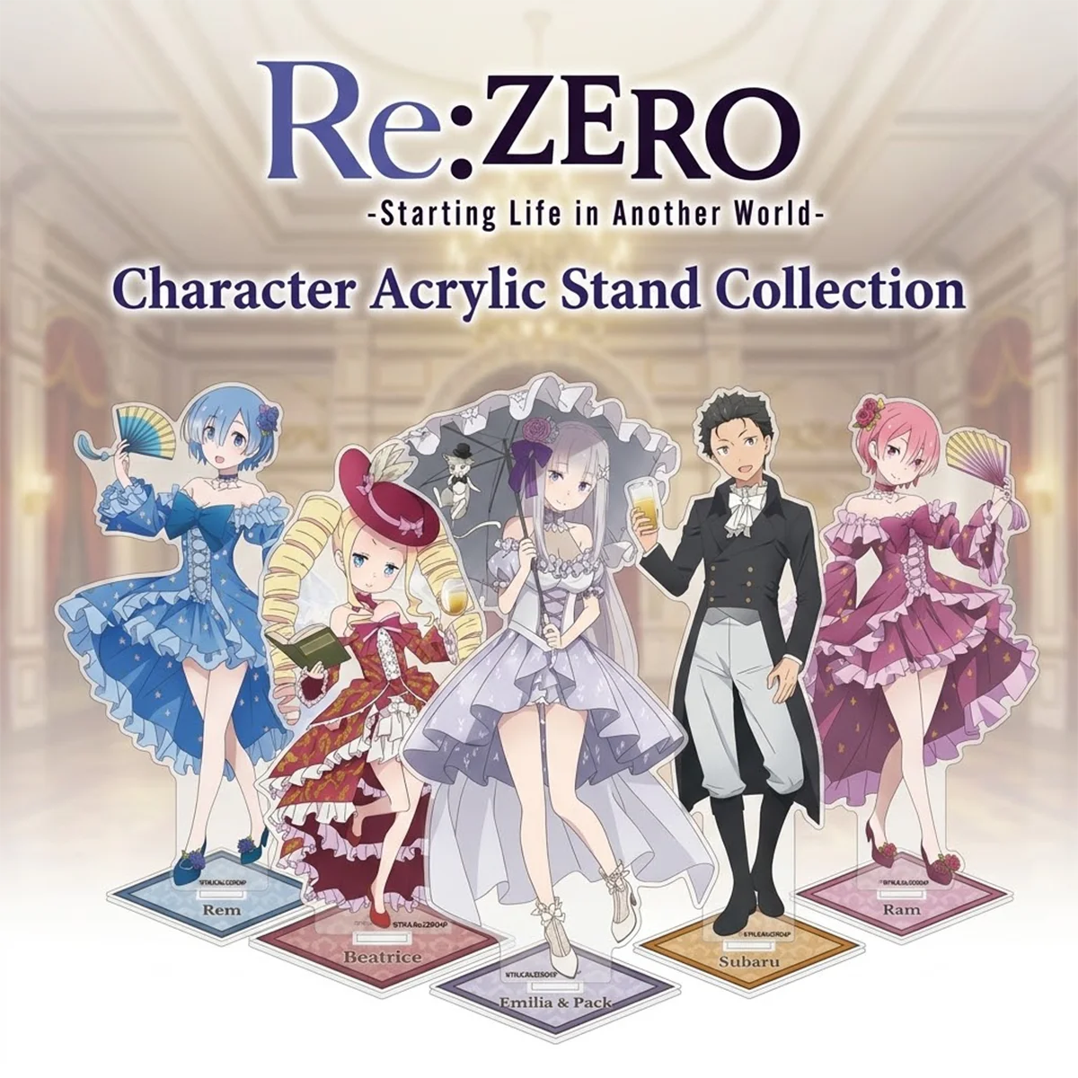 Re:Zero 15cm Acrylic Standee Beatrice Echidna Roswaal Felt Anime Character Model with Base Fans Gift Keychain