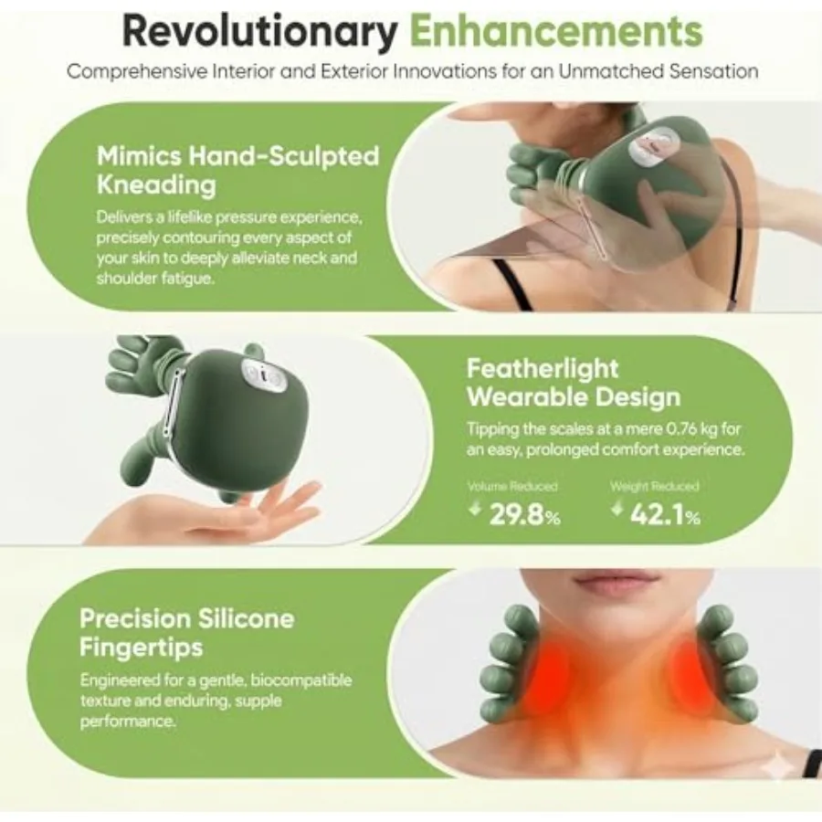 Bionic Neck and Back Massager 2-Level Heated Shiatsu Massager 4D Deep Tissue Kneading Massage Simulated Hand Massage for Pain M image 5