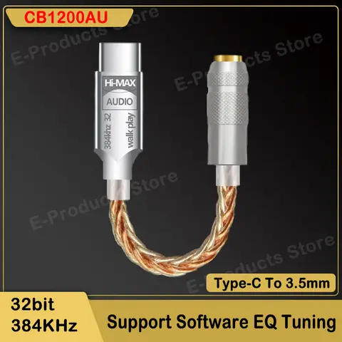 HiFi DAC 유형 C ~ 3.5mm 오디오 디코더 AMP 어댑터 USB C 이어폰 증폭기 CB1200AU 안드로이드 용 칩 사운드 카드 디지털 디코더