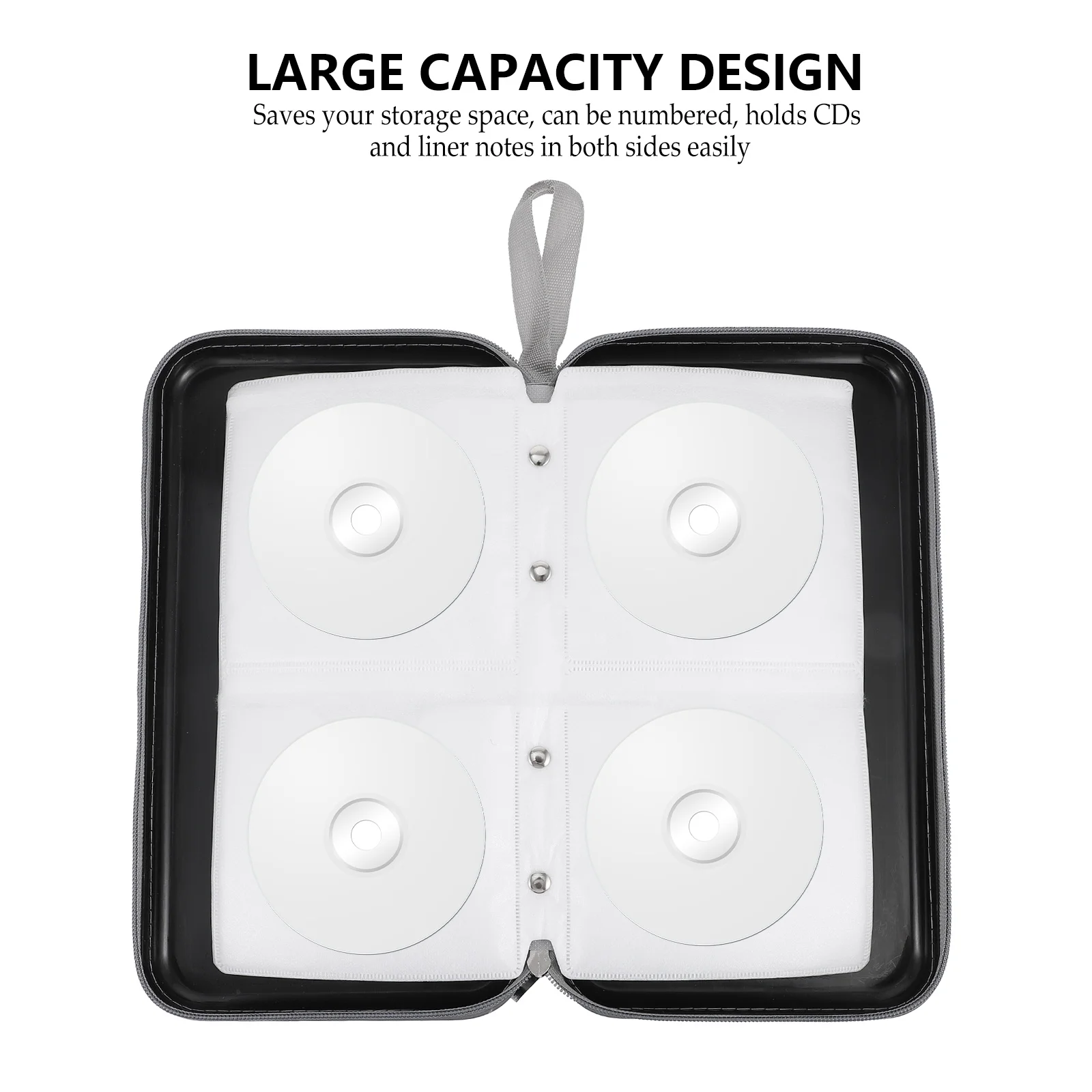 

80 Capacity CD Storage Bag Large CD Plastic Zipper Portable Protects Dust Scratches Fits Any Bag Easy Insert Remove