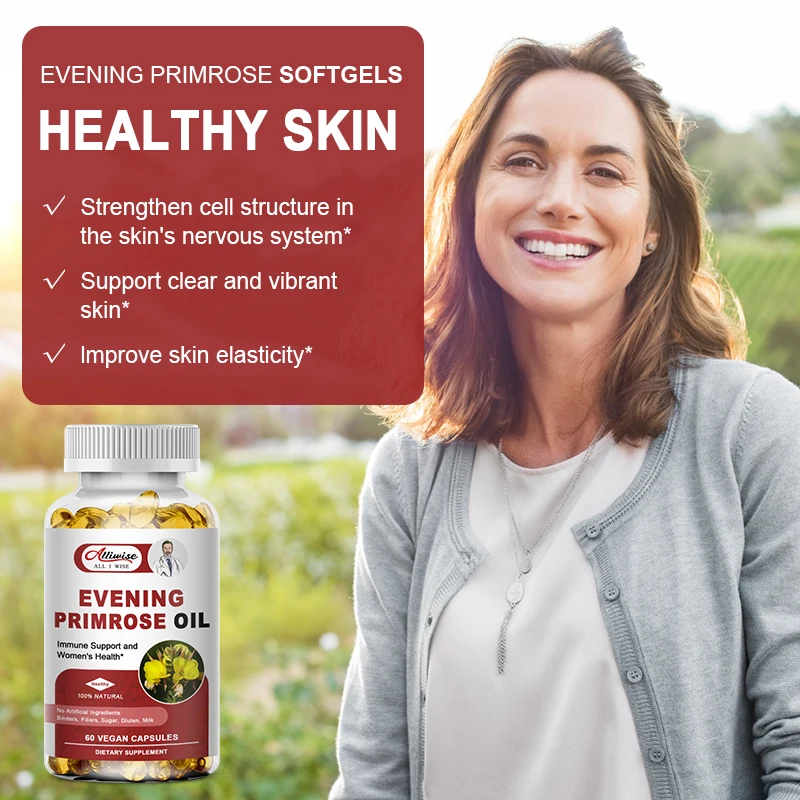 Alliwise Evening Primrose Oil Capsule Natural-Sourced Hormone Balance Improves Immunity Support Supplements-Nutritional Support