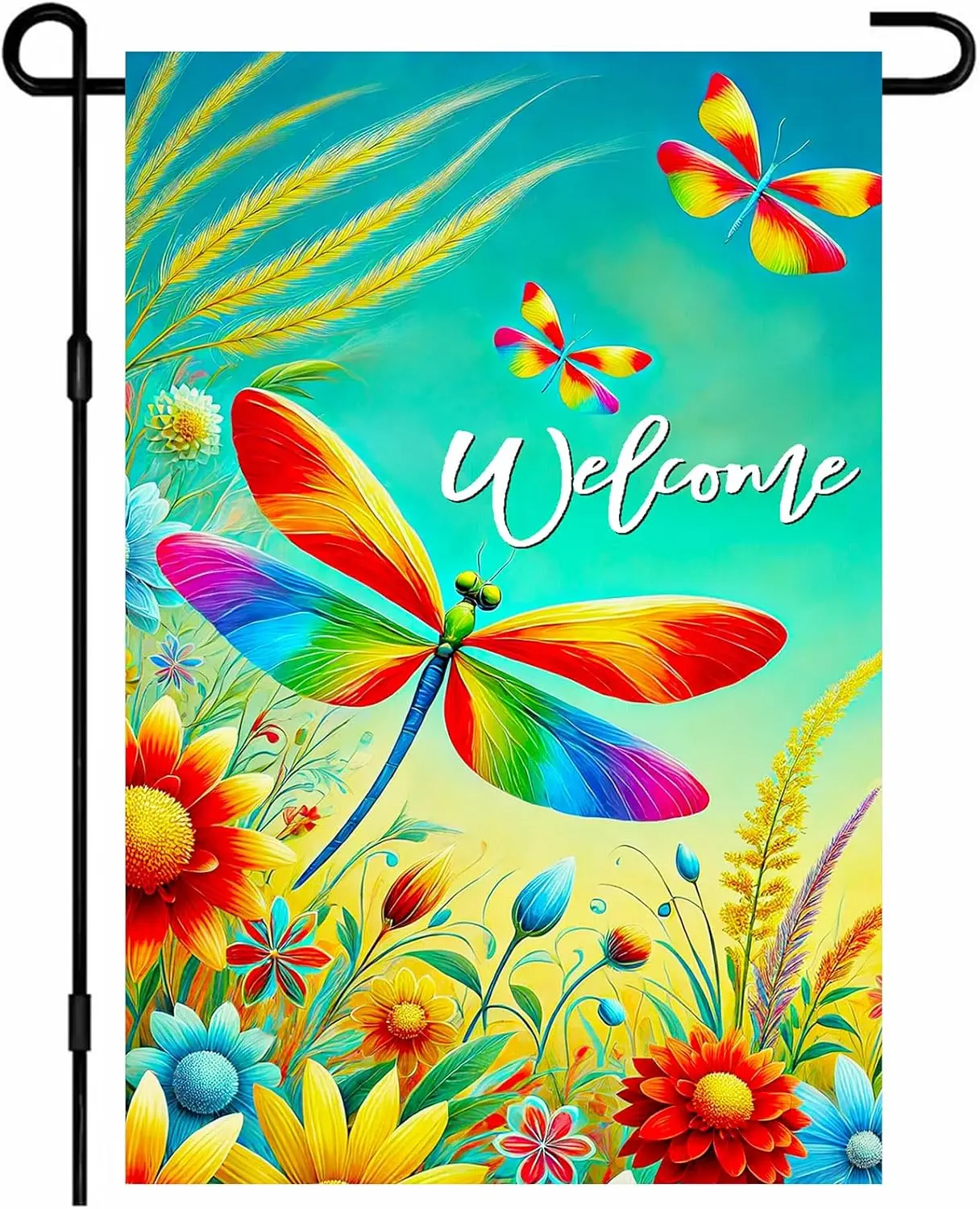 IVN Spring Summer Garden Flag 12x18 Inch Double Sided Floral Dragonfly Outdoor Yard Flag for Outside Home Front Door Lawn Po llz