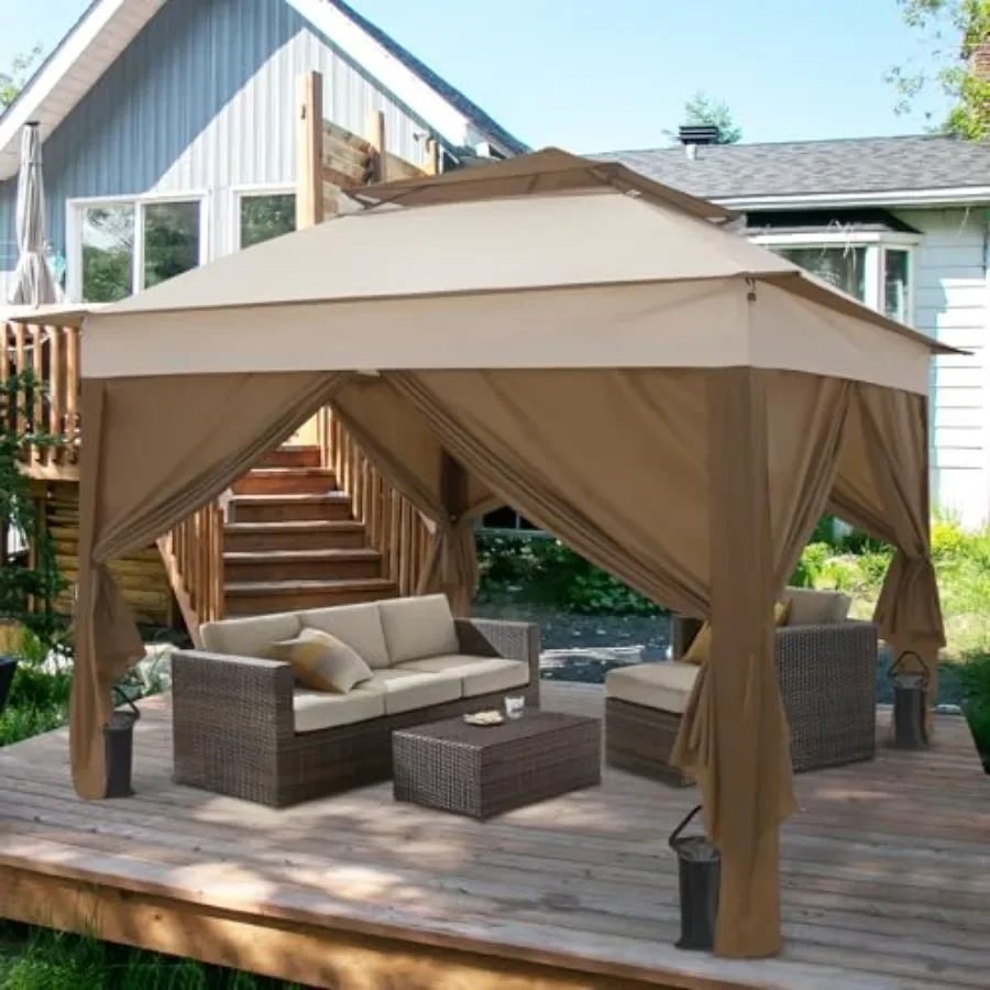 11x11 Pop Up Gazebo with 4 Sidewalls  Outdoor  Tent with UPF 50+ UV Protection Water Resistant Shelter with Carry Bag Stakes Ro