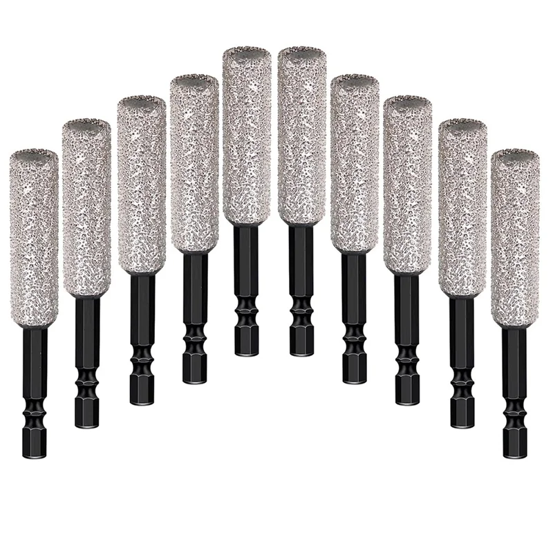 

AB66-10-Pack 12MM Diamond Core Drill Bit Set Dry For , Granite, Tile, Glass, Marble, Brick, Stone With 1/4 Hex Shank