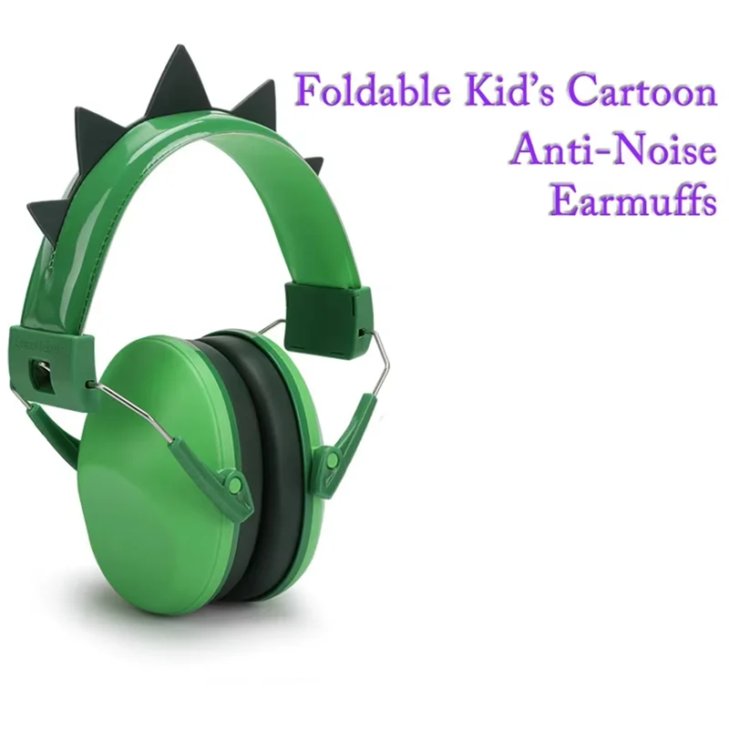 

ABJF-Green Dinosaur Ears Kids Earmuffs Adjustable Anti-Noise Hearing Protector For Children Study & Sleep Noise Cancelling