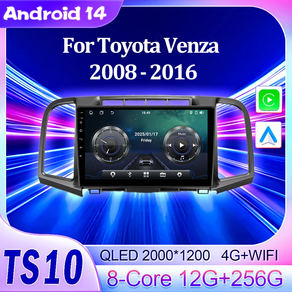 

2Din Android 14 Autoradio Car Radio Multimedia Player For Toyota Venza 2008 - 2016 GPS Navigation Carplay Stereo Touch Screen 4G