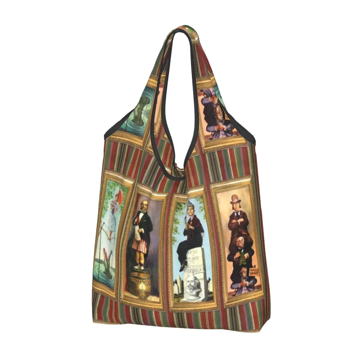 Custom Cute Haunted Mansion Stretching Shopping Tote Bags Portable Grocery Shoulder Shopper Bag