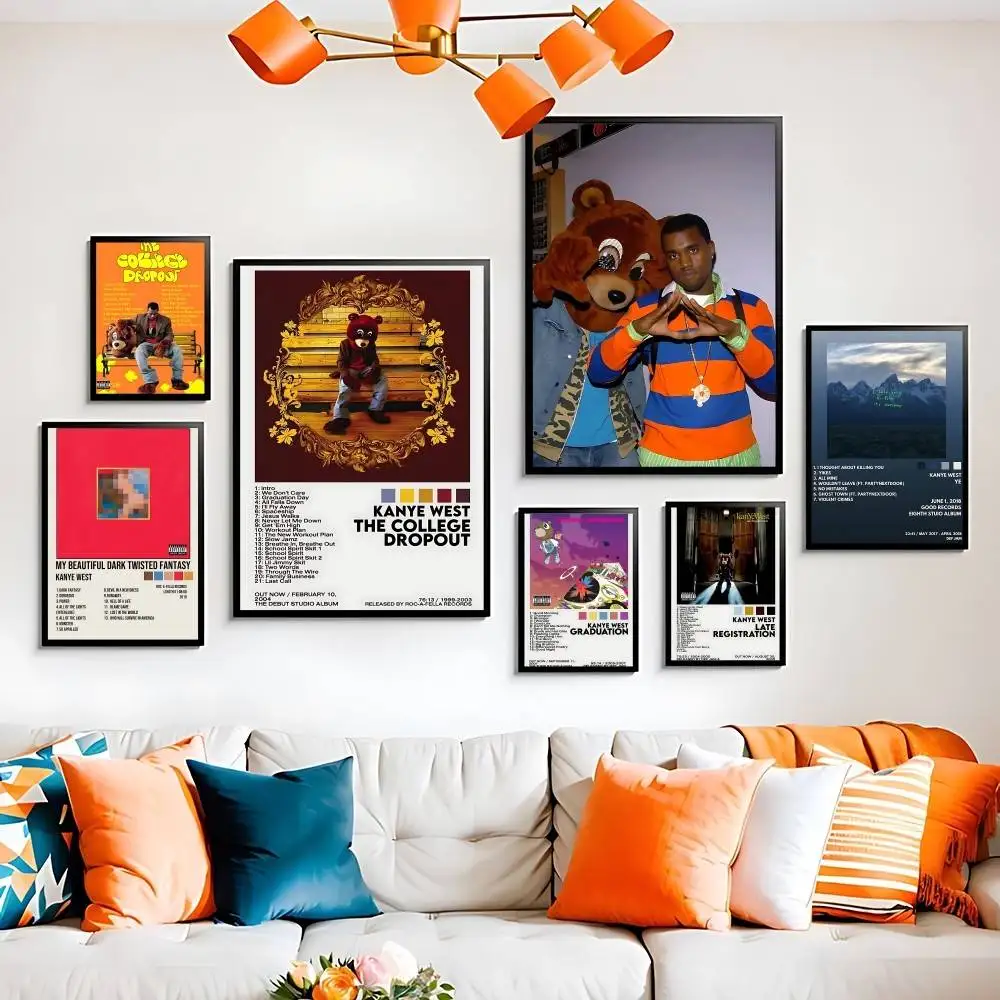 

Rapper A-Kanye West-S Poster Home Decor Poster Paper Print For Living Room Bedroom Entryway Bar Cafe Wall Art Painting
