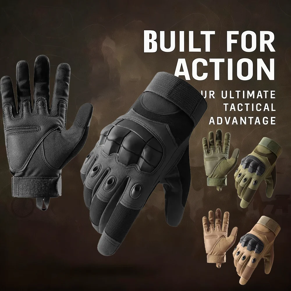 Tactical Motorcycle Riding Full Finger Gloves Men Outdoor Hiking Wear-resistant Gloves Breathable Touch Screen Off-road Gloves