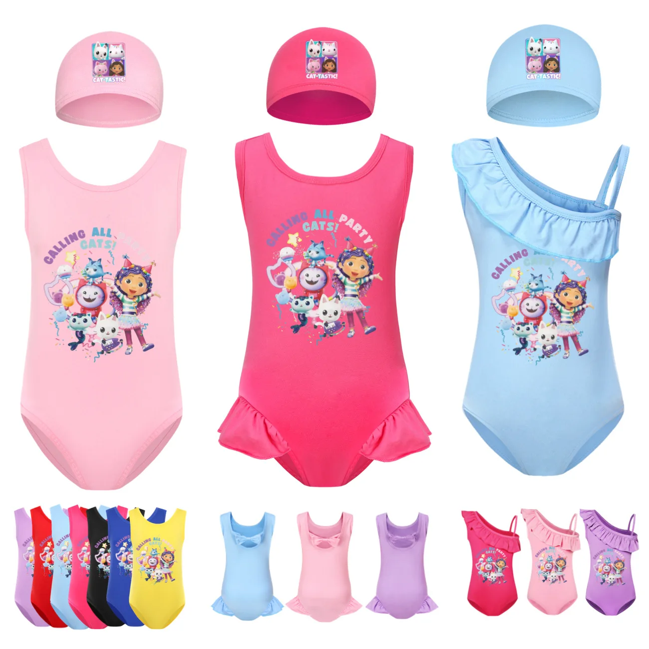 

GABBY'S DOLL HOUSE Clothes Kids 2024 Summer One-Piece Swimsuit for Girls Gabby Cats Bikini Children Sleeveless Ruffles Swimwear