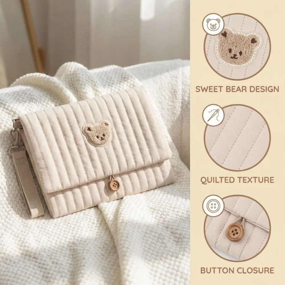 

Милая детская подвесная сумка для подгузников с несколькими отделениями, складной мешочек для хранения в виде мультяшного медведя, карман для подгузников, несколько однотонных расцветок