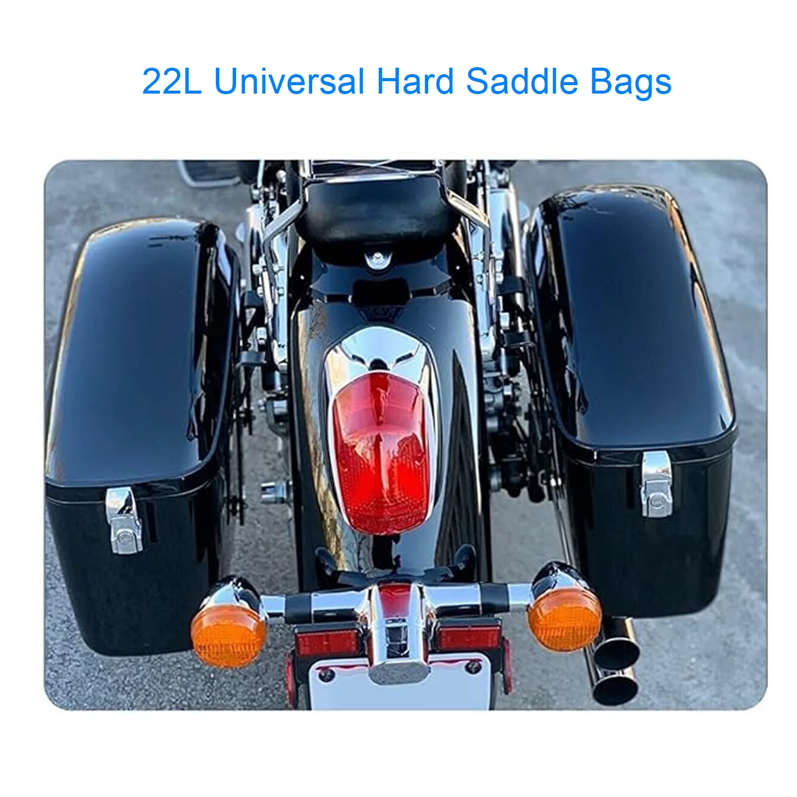 22L Motorcycle Hard Saddle Bags with Lock Rugged ABS Plastics Universal Motorcycle Trunk Side Storage Carrier Glossy Black