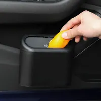 GEFENSI Car Trash Can With Lid Universal Vehicle Mini Leakproof Garbage Bin Car Organizer Storage For Front Back Seat Vehicle Su