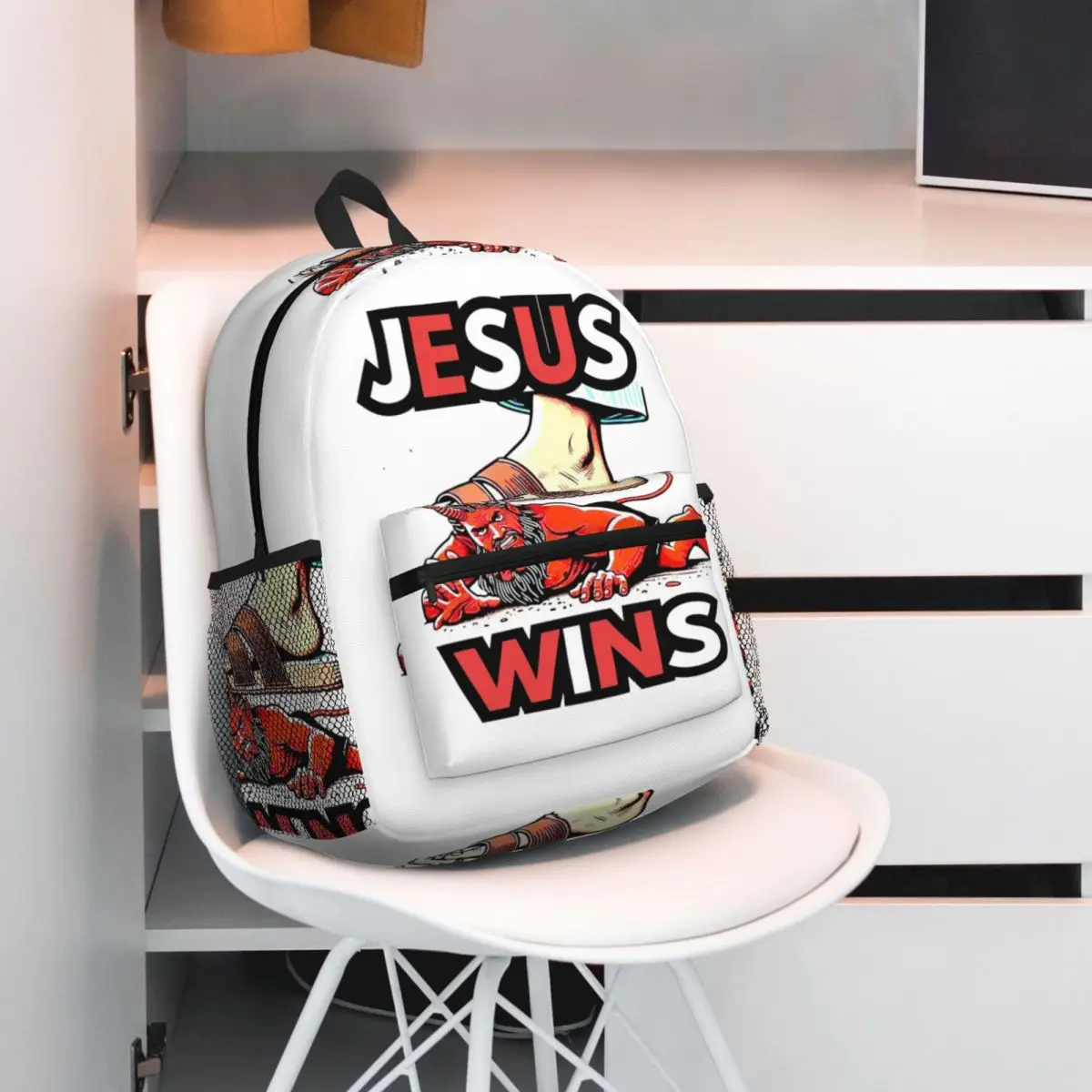 يسوع يفوز حقيبة ظهر الطالب المدرسية المشي لمسافات طويلة السفر Daypack للرجال النساء أزياء الكتب حقائب الكتف #3