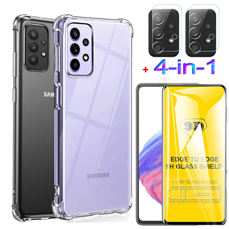 Galaxy A54 Anti-shock Clear Case for Samsung A34 A22 Galaxy A72 a53 Silicone Phone Cases Samsung A54 A52 A32 Protective Case Samsung a02 а03s a53 5g Tempered Glass Samsung A33 Case Samsung A03s Soft Cover A32