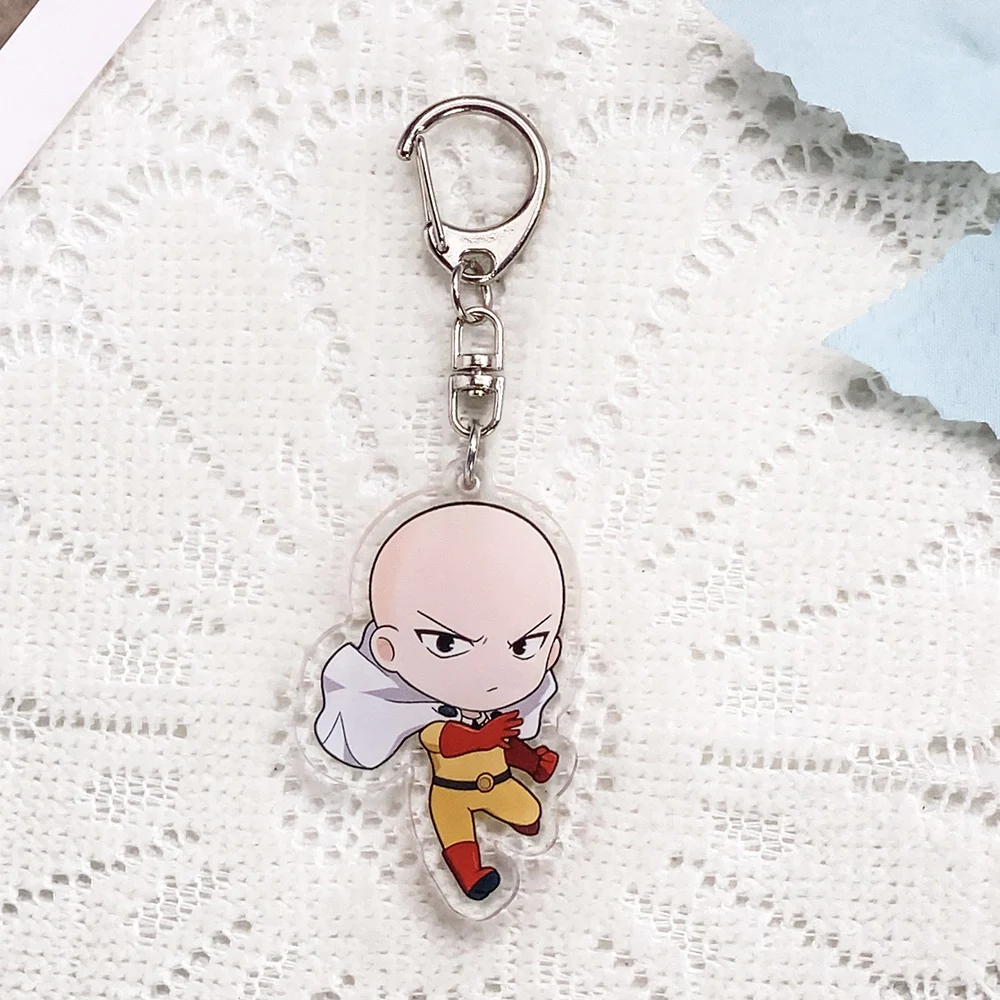 1/10PCS Anime Characters One Punch Man Acrylic Keychain Accessories Keyrings Friends Gifts Cartoon​ Bag Charms Backpack Pendant