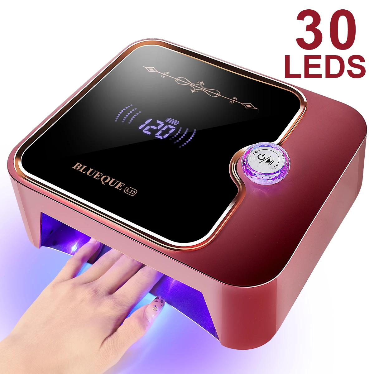 

Профессиональная лампа для ногтей на 30 светодиодов, перезаряжаемая УФ/LED-лампа для сушки гель-лака с 4 таймерами и автоматическим датчиком