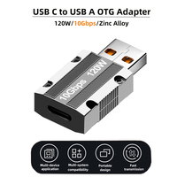 USB C to USB A OTG Adapter 120W 10Gbps Zinc USB A Male to Type C Female Data Transmission Fast Charging Converter for Phone PC