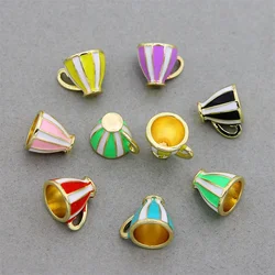 6pcs Colourful Tea Water Coffee Cup Enamel Charm Neon Turquoise Pendant Oil Dropped,,Necklace Bracelet Accessories Supply