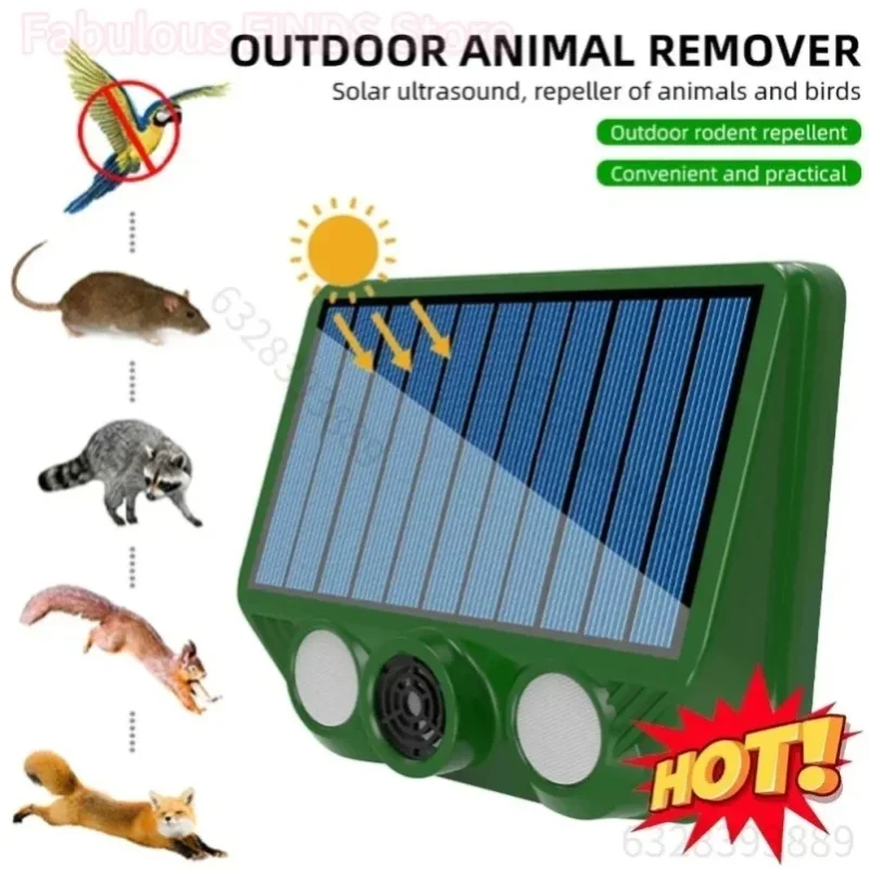 Ultraschall-Katzen- und Hundeabwehrgerät mit Rot-Weißer Blitzlichtfunktion, Wasserdicht, Solarbetrieben, Tierabschreckung für Obstgarten/Gewächshaus/Garten