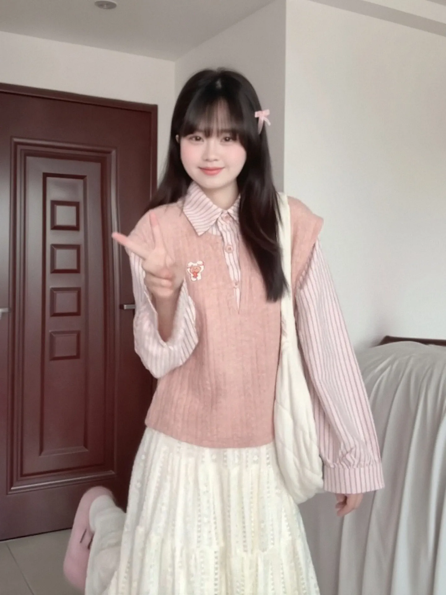 Spring Fashion plus Size Women's Knitted Top And Skirt Set Korean Style Beautiful Age Reducing Casual Wear Polyester Fabric
