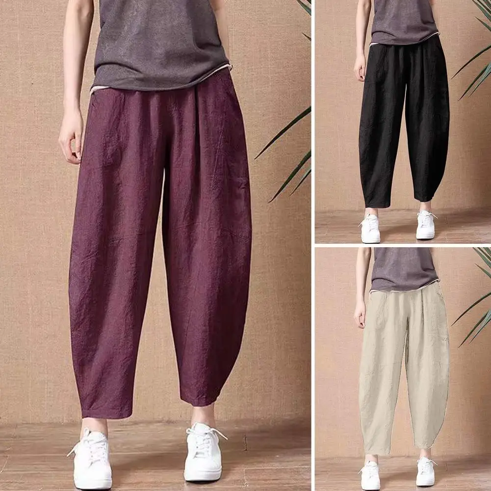 

Women Wide-leg Pants Stylish Women's High-waisted Wide-leg Pants with Elastic Waist Pockets for Casual or Formal Wear Women