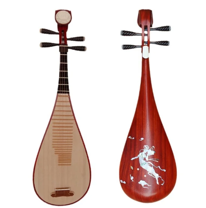 Professional Playing Red Pear Wood Shell Carving Fairy Pipa Instrument Teaching Exam