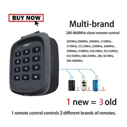 Controle Remoto Teclado para Porta da Garagem Multi-Freqüência, Rolling Code, Duplicador Remoto, 280-868Mhz