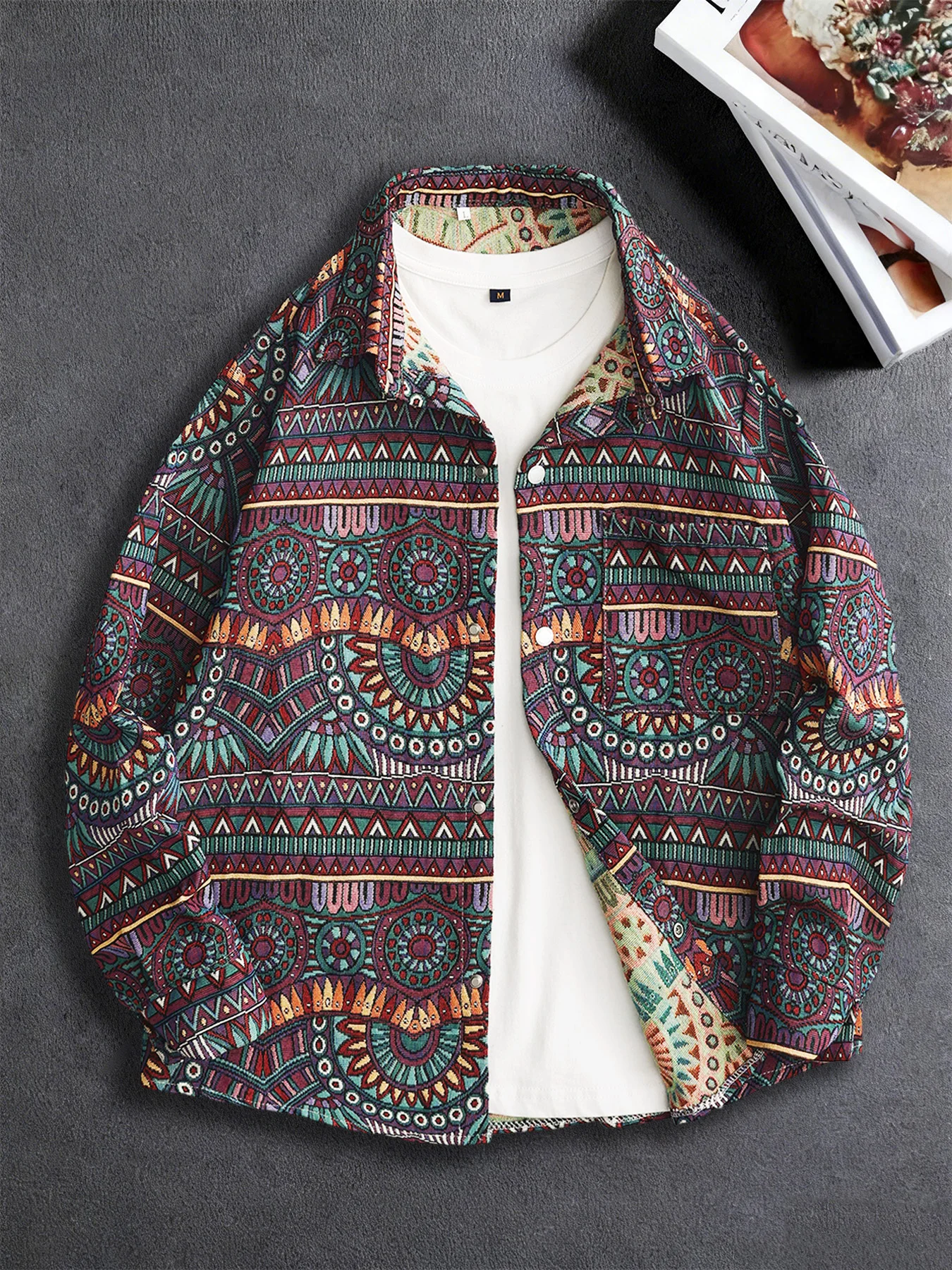 

Весенне-осенняя новая мужская куртка в этническом стиле с жаккардовым плетением, универсальная повседневная модель.