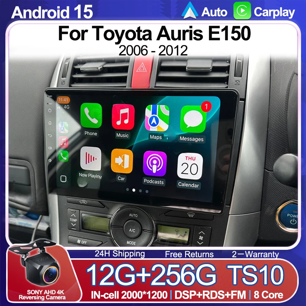 Android 15 Carplay Car Radio For Toyota Auris E150 2006 - 2012 Multimedia Player GPS Head Unit Autoradio Stereo WIFI 5G RDS DSP