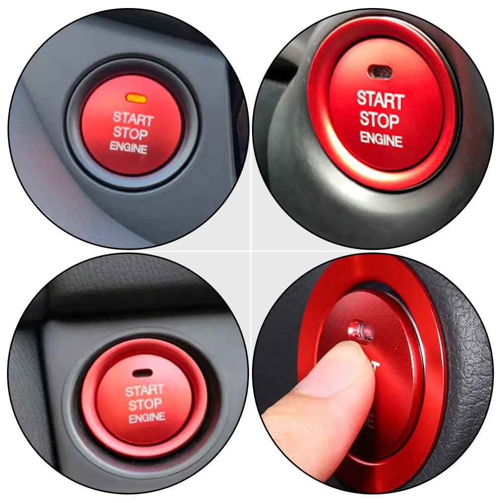 

1 set 1 Set Aluminum Alloy Car Engine Start Stop Ignition Button Decorative Ring Push To Start Button Cover Car Decoration Auto