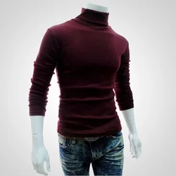 Spring Thin Men Turtleneck Sweaters Black Pullovers Clothing for Men Cotton Harajuku Knitted Sweater Male Solid Pull Hombre Tops