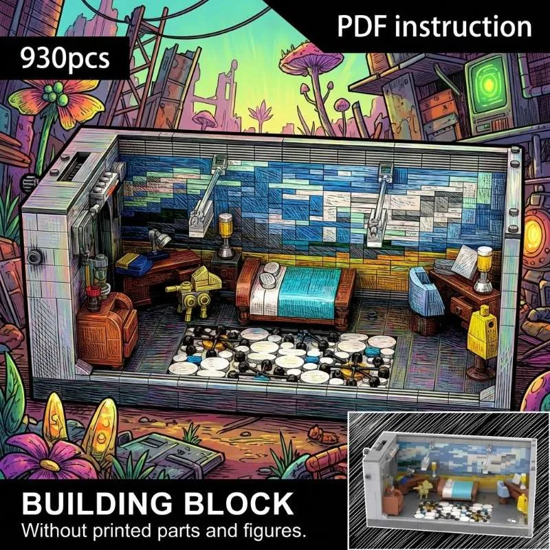 

Falowt Creative Bedroom Scene Building Kit Miniature Room Decor Bricks Toy Gift for Adults for 220997 moc