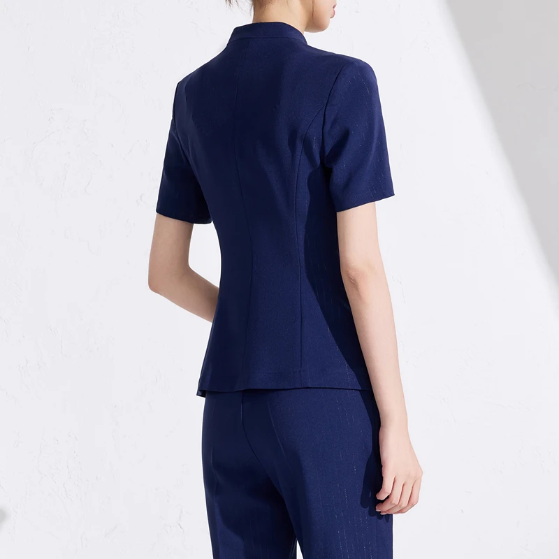 Naviu Set da due pezzi da donna di alta qualità Giacca da abito a maniche corte Uniforme da lavoro estiva da donna da ufficio