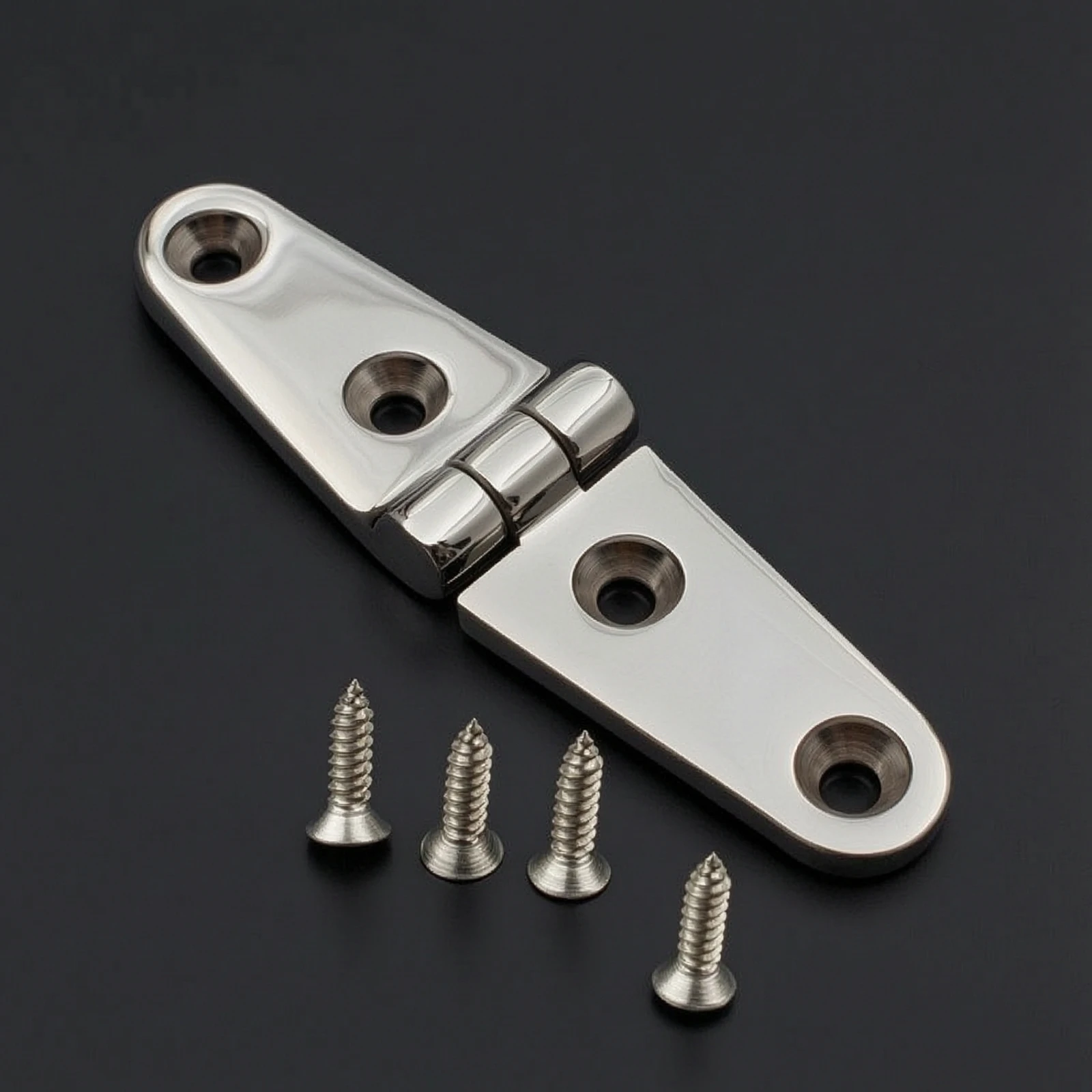 Strap Hinge Mirror Polished Hinge with Screws Hardware Rustproof Smooth for Boat Owners, Yacht, Cabinet