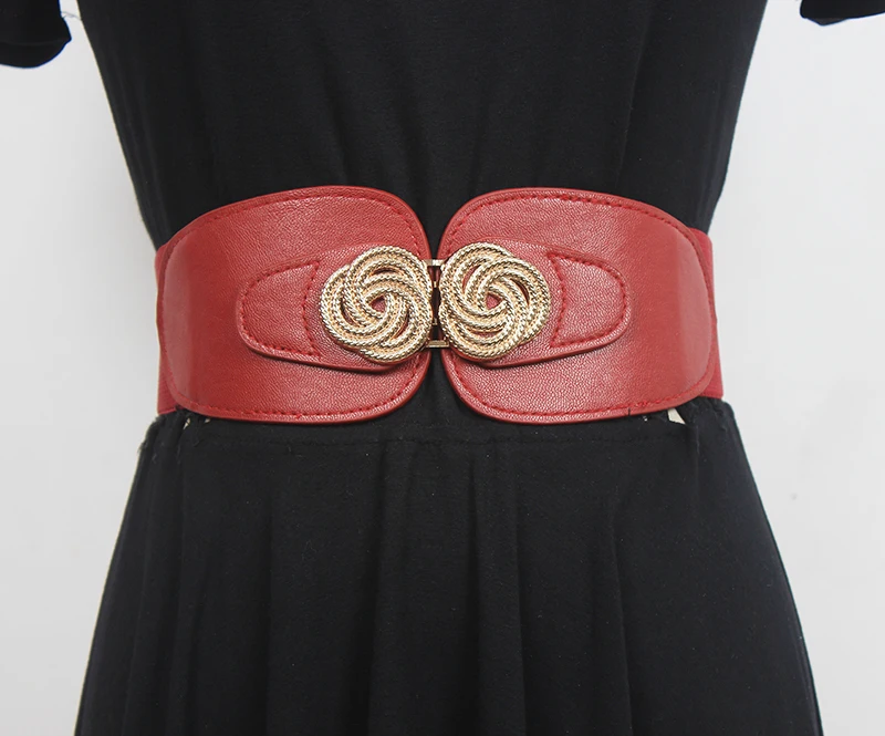 Women\'s Runway Fashion PU Leather Elastic Cummerbunds Female Dress Corsets Waistband Belts Decoration Wide Belt R476