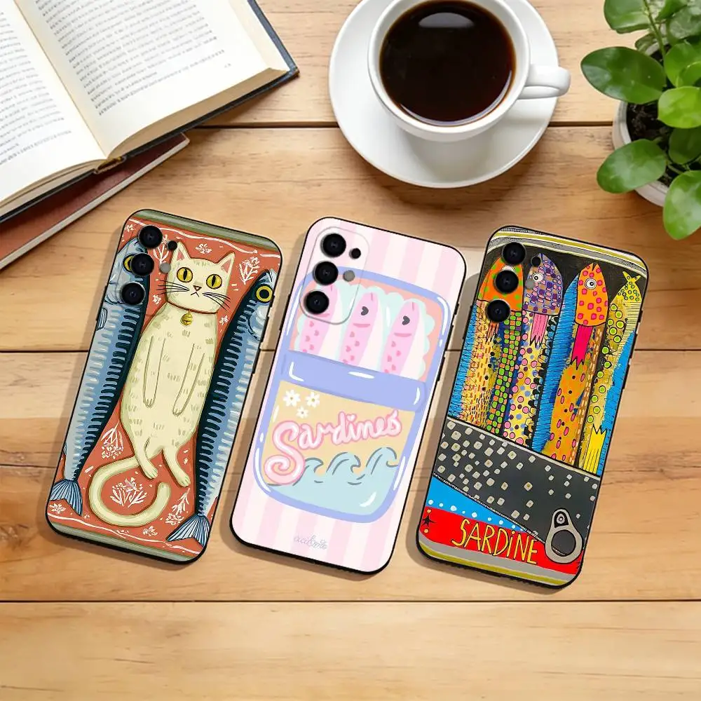Sardines Color Fish Funny  Phone Case For Samsung S25,S24,S21,S22,S23,S30,Ultra,S20,Plus,Fe,Soft Silicone Black Cover