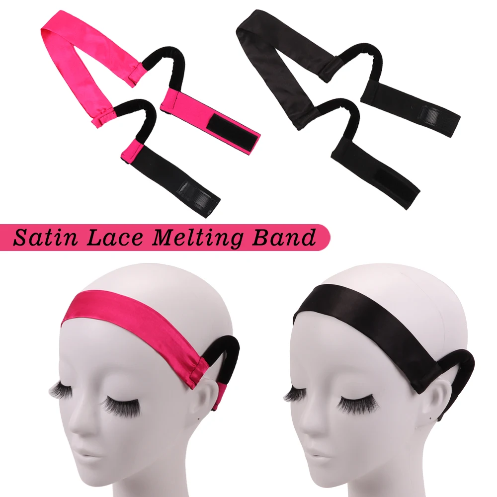 

Plussign New 6pcs wig band with ear cut outs black wig melting bands with satin band more Comfortable to protect Baby Hair Edge